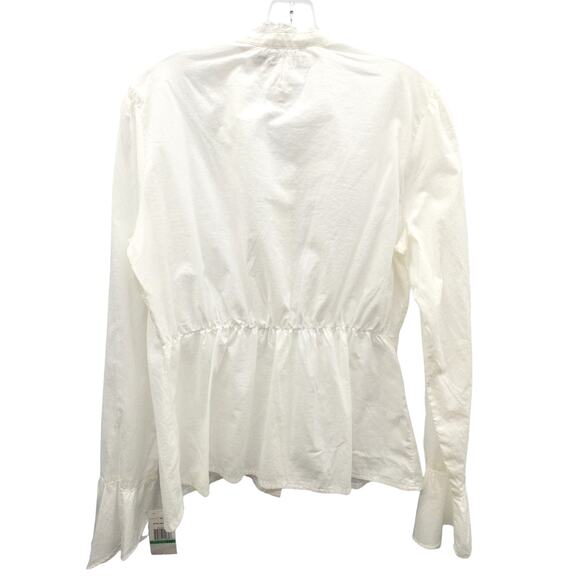 Tommy Hilfiger Ruffle White Button Down Peasant Shirt Bell Sleeve Shirt Women's - Picture 1 of 4